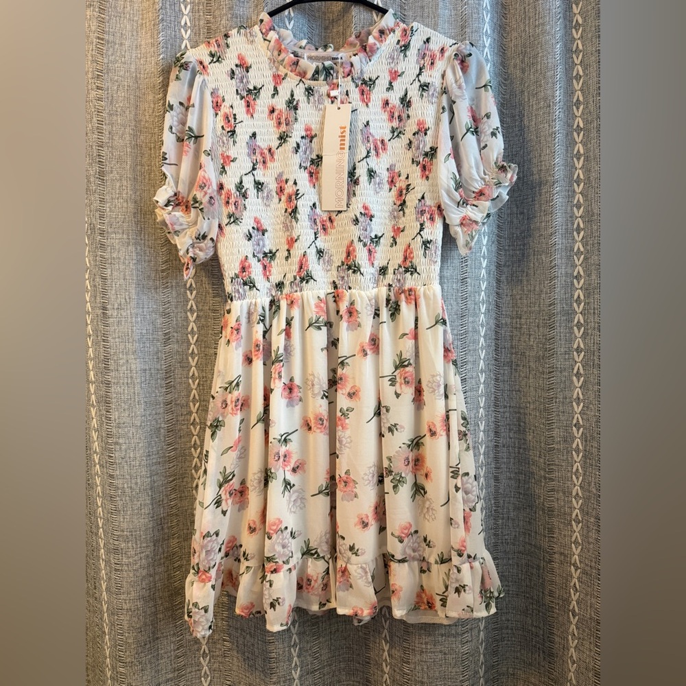 Morning Mist floral smocked dress size 8